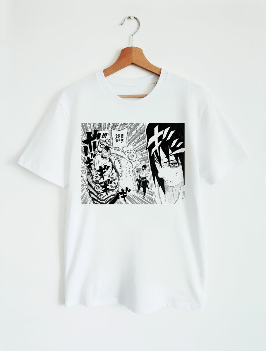 T-shirt Naruto Manga - Personnalisé Noir Et Blanc - Polyester - Fait Main En France