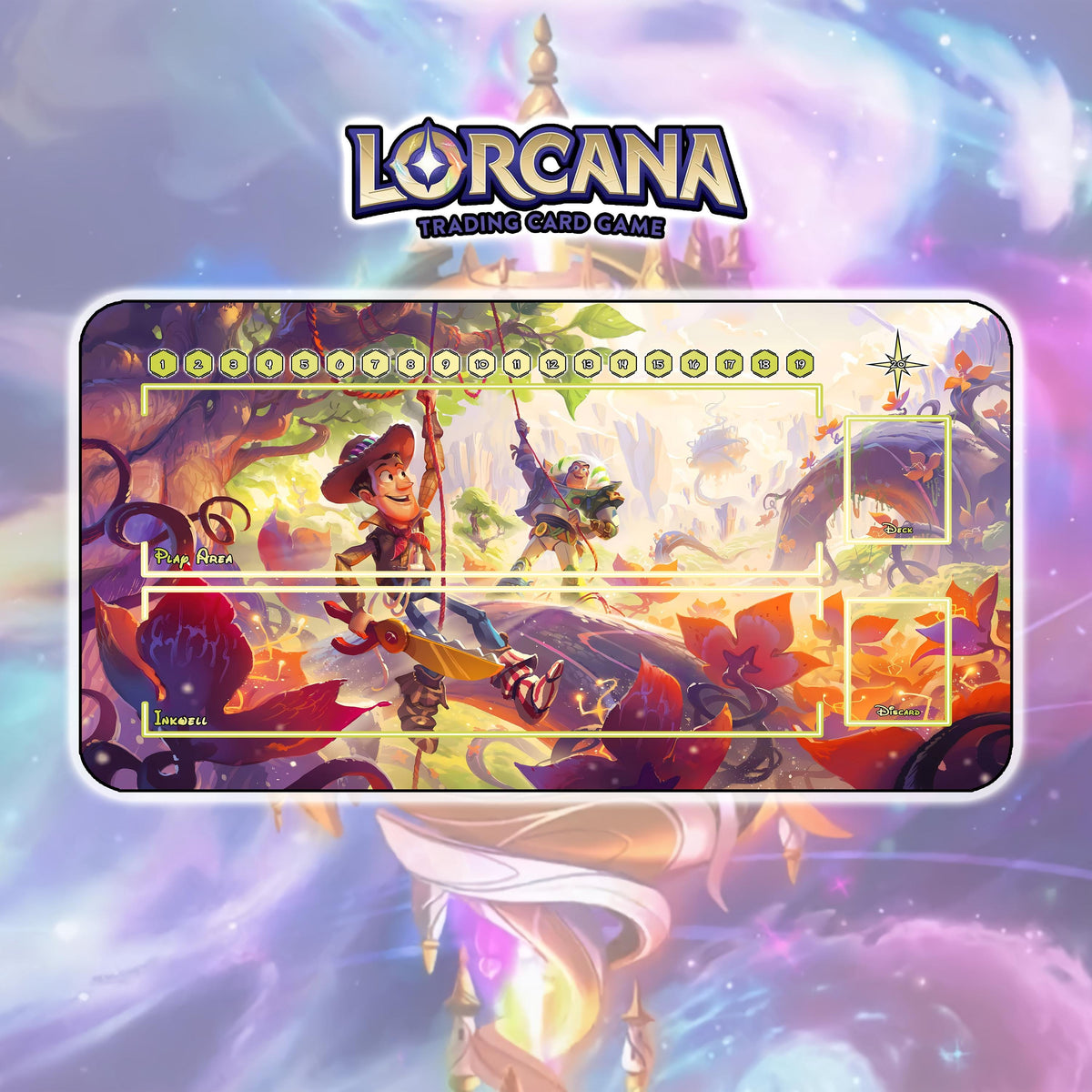 Playmat Woody & Buzz TCG Lorcana v5 / 24"x14" inches (600x350x2mm) With Zone or No Zone