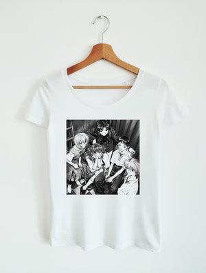 T-SHIRT WHITE WOMEN | NEON GENESIS EVANGELION - MISATO, REI, ASUKA, SHINJI AND KOWARU