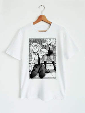 T-SHIRT WHITE UNISEX | MY HERO ACADEMIA - OCHACO & MINA