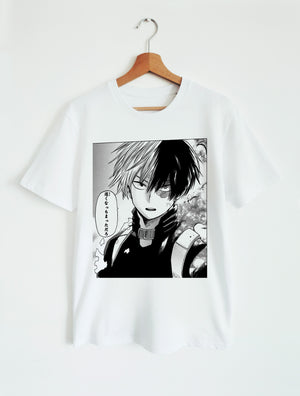 T-SHIRT WHITE UNISEX | MY HERO ACADEMIA - SHOTO TODOROKI