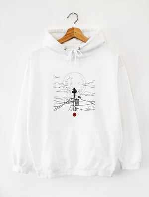 HOODIE WHITE UNISEX COLORS | NARUTO - ITACHI "STANDING ON POLE"