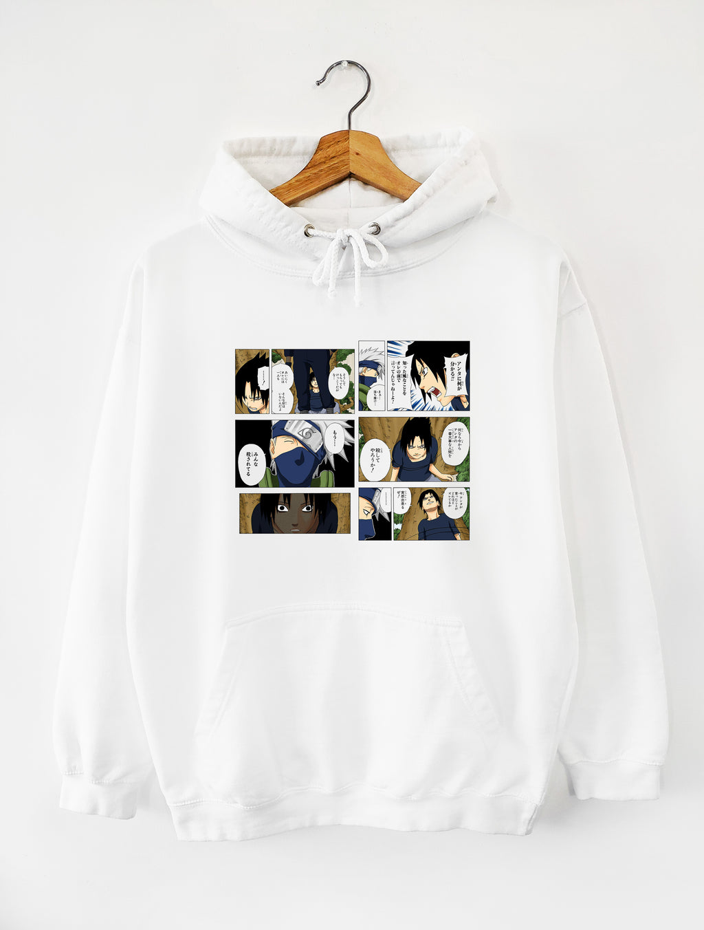 HOODIE WHITE UNISEX COLORS | NARUTO - KAKASHI "They've all been killed already.."