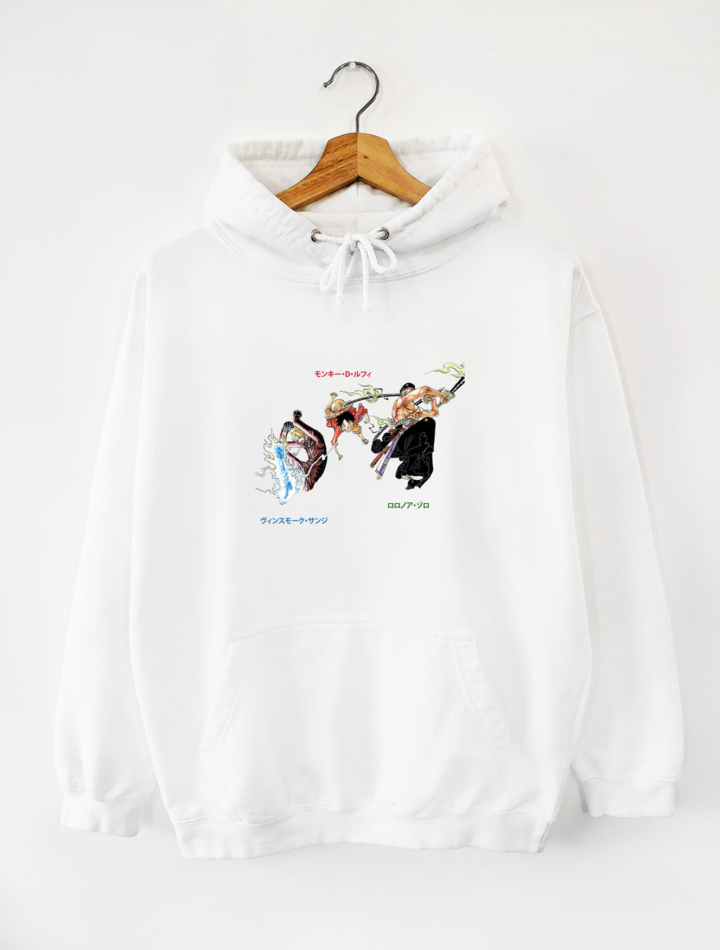 HOODIE WHITE UNISEX COLORS | ONE PIECE - MONSTER TRIO
