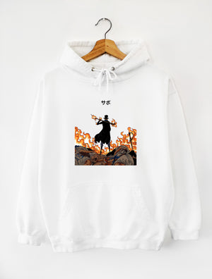 HOODIE WHITE UNISEX COLORS | ONE PIECE - SABO